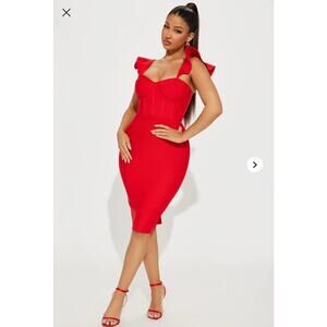 NWT fashion nova alani Bandage Midi Corset Dress Red 2X
